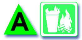 บริษัท สงขลา ไบโอแมส จำกัด สัญลักษณ์ของถังดับเพลิงแบ่งตามประเภทของไฟ ตามข้อกำหนดมาตรฐานสากล (มาตรฐาน NFPA 10)